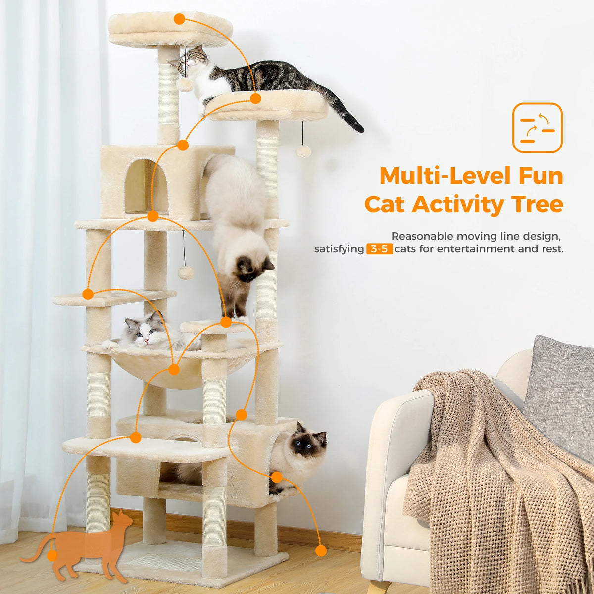 PAWZ Road Cat Tree Tower Sisal Posts Hammock and Condos
