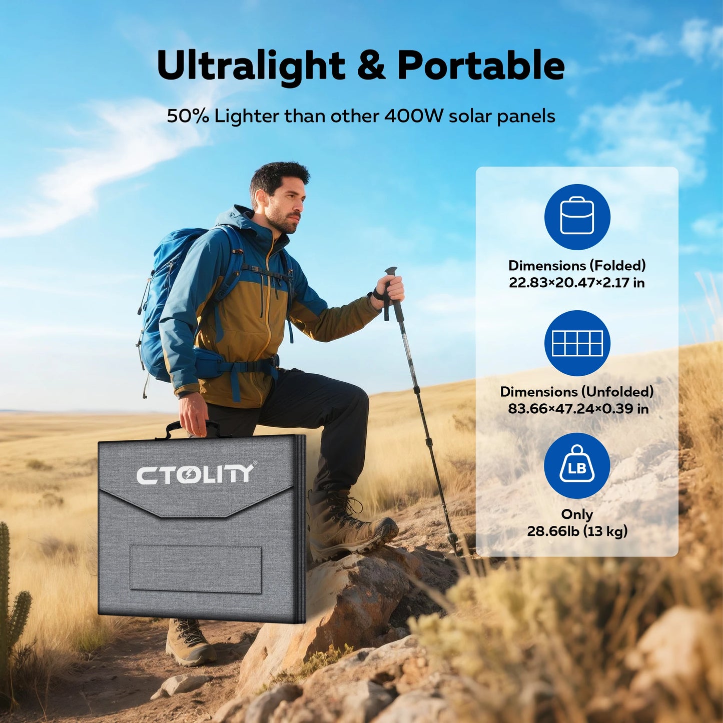 CTOLITY SP400 Portable Solar Panel 400W Flexible Charger