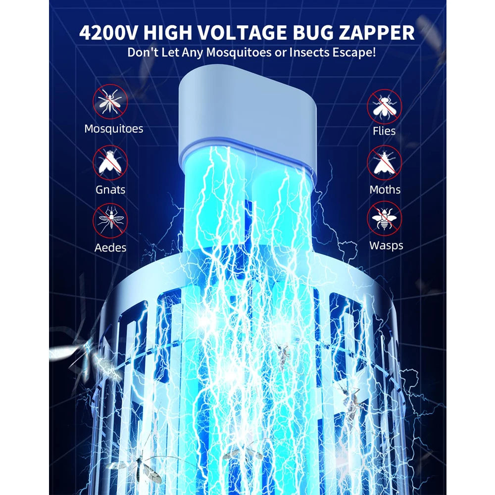 Minimoon Outdoor Bug Zapper With Dual LED Lights 4200V Fly Trap