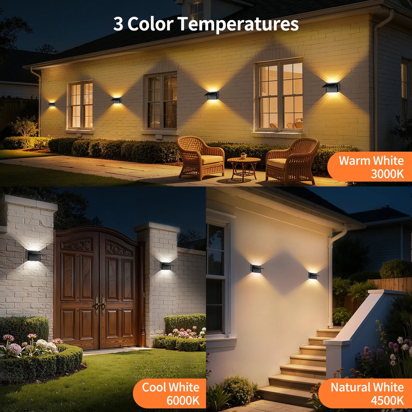 Intelamp Led Solar Wall Lights Up Down Outdoor Lighting