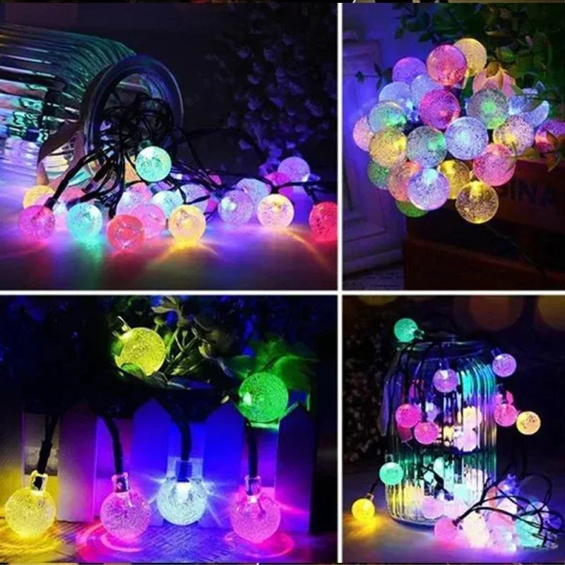 Super-Cheese Solar String Lights Outdoor Crystal Fairy Garland 8 Modes