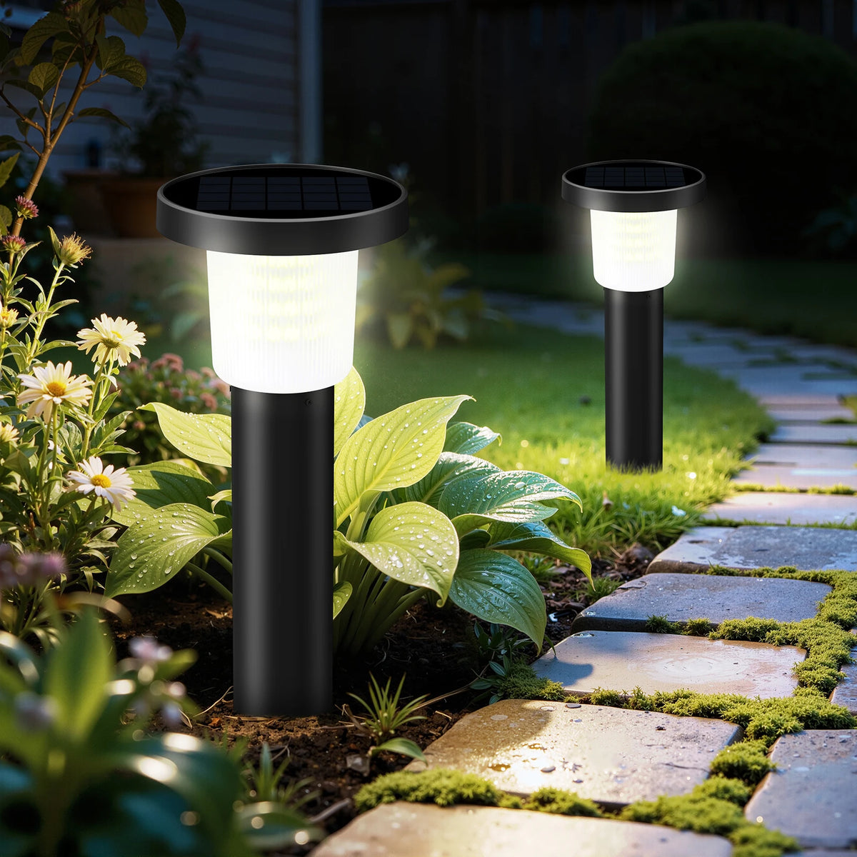 Intelamp Solar Pathway Lights Waterproof Outdoor LED Landscape Lamps