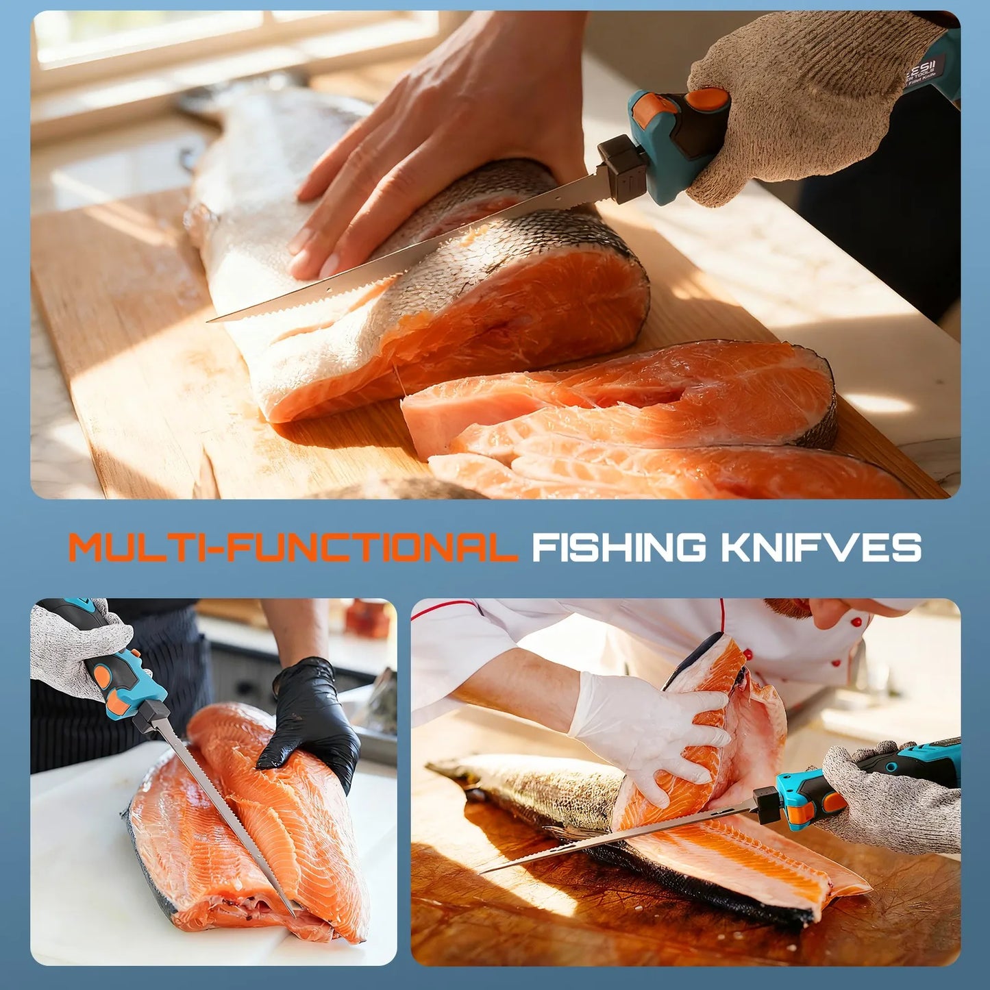 Cordless Electric Fillet Knife With Rechargeable Battery And Dual Blades