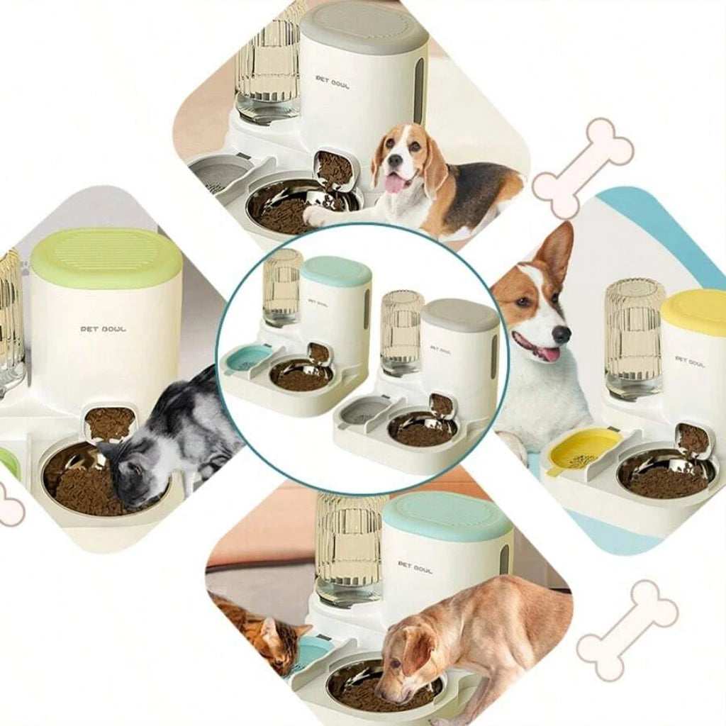 Automatic Cat Feeder And Water Dispenser With Dual Pet Bowl