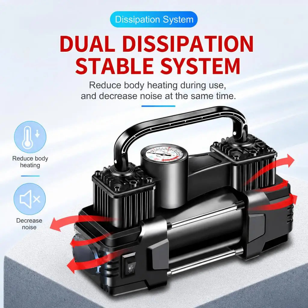 Portable Car Tire Inflator Air Compressor Pump With LED Light