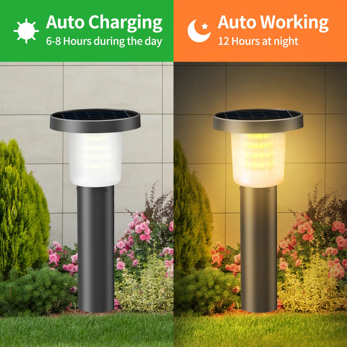 Intelamp Solar Pathway Lights Waterproof Outdoor LED Landscape Lamps