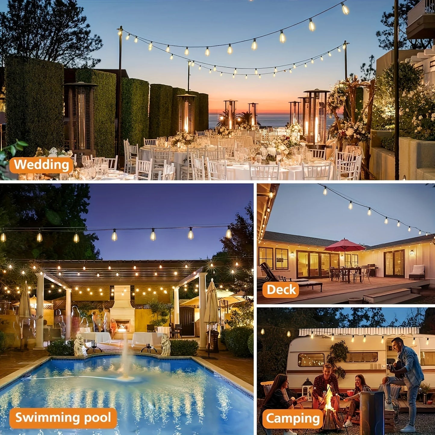 LED Outdoor String Lights ST38 Patio Waterproof IP65
