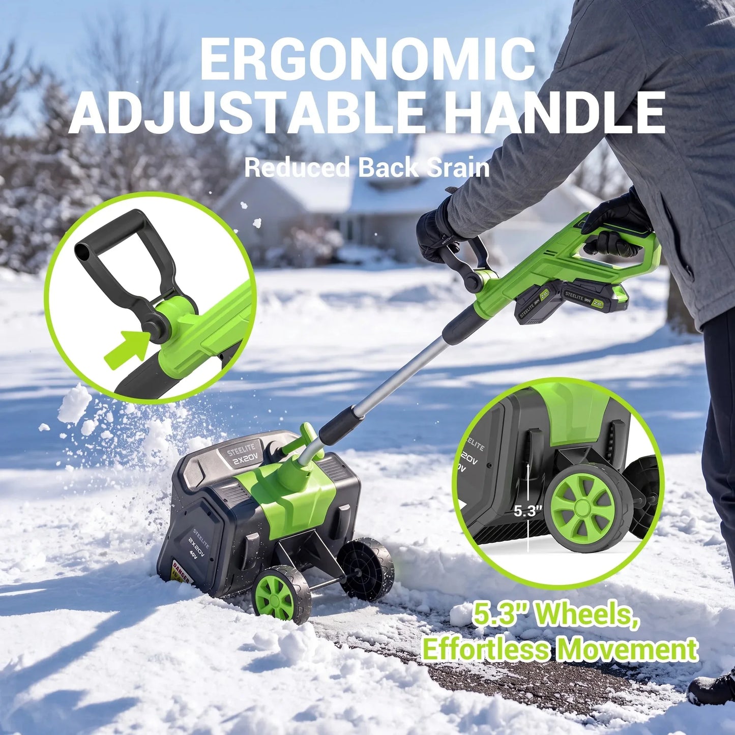 Deli Cordless Snow Shovel With Brushless Motor And Wheels