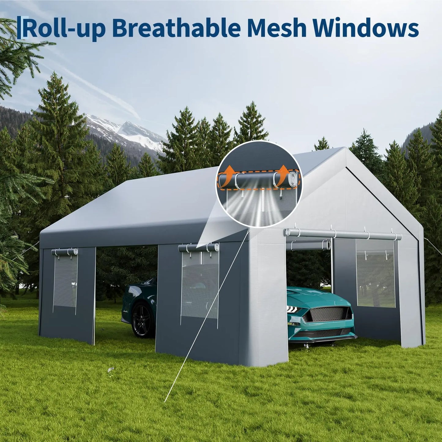 HiMISS Heavy Duty Carport Canopy Shelter With Steel Frame