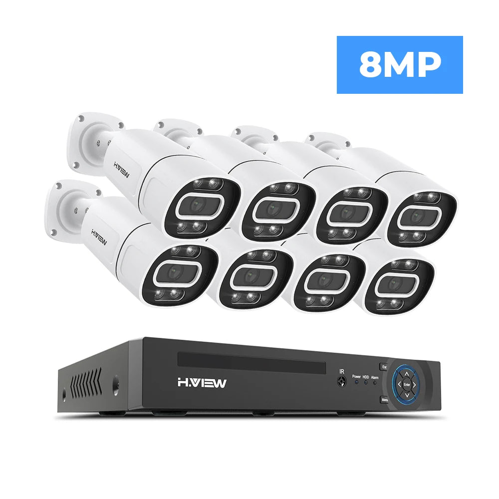 H.VIEW 4K CCTV Security Camera System With NVR Kit