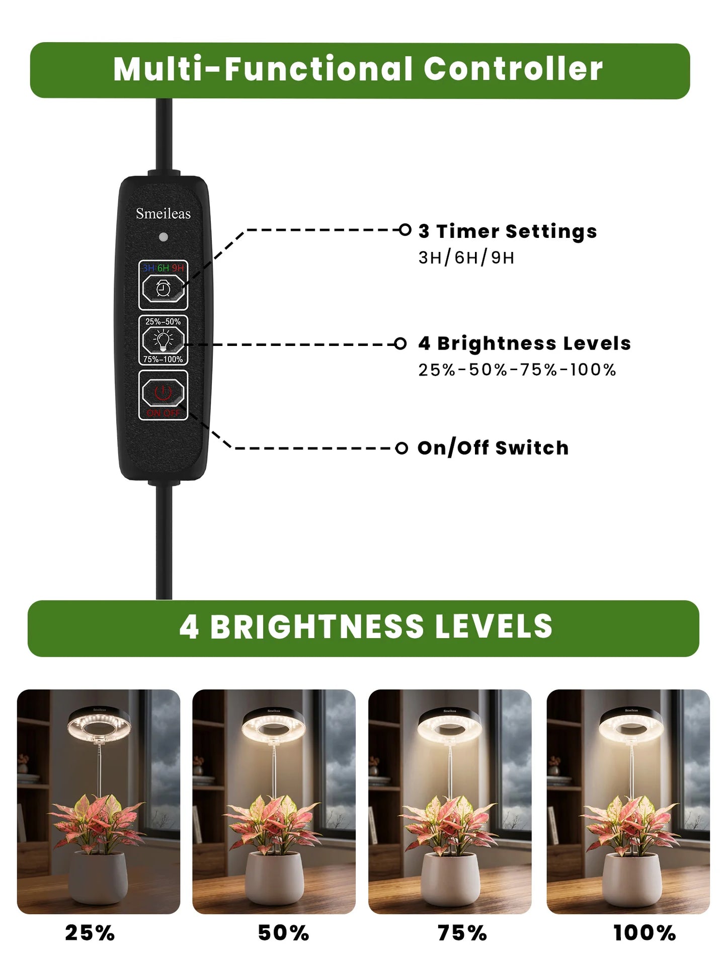 Smeileas Full Spectrum Led Grow Light For Plants And Seedlings
