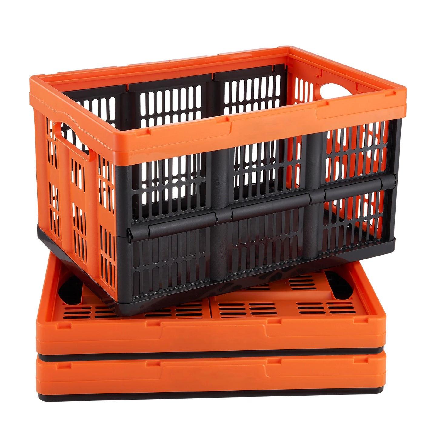 SucceBuy Collapsible Storage Basket With Handles Stackable Bins