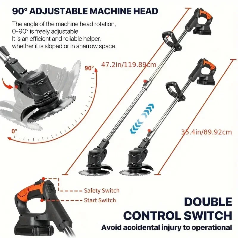 Rechargeable Cordless Weed Trimmer With Dual Lithium Batteries For Yard