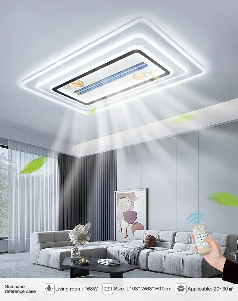 TAONUANSHU Modern Bladeless LED Ceiling Fan Pendant Light With Remote Control