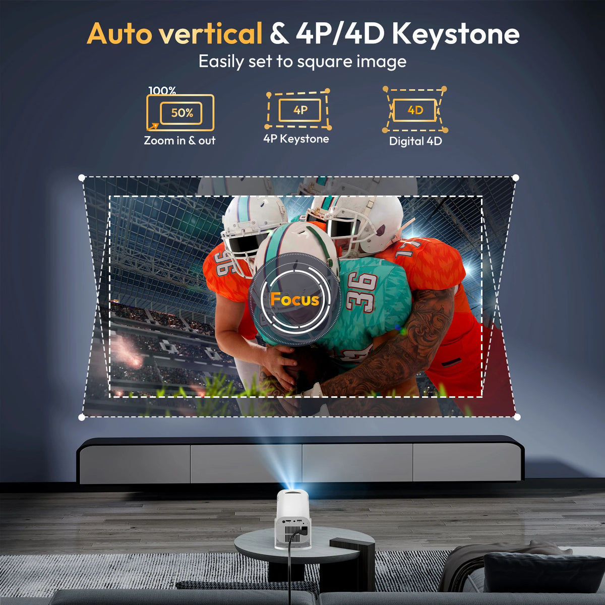 XGODY Gimbal Pro 720P Android Projector With Auto Keystone Correction