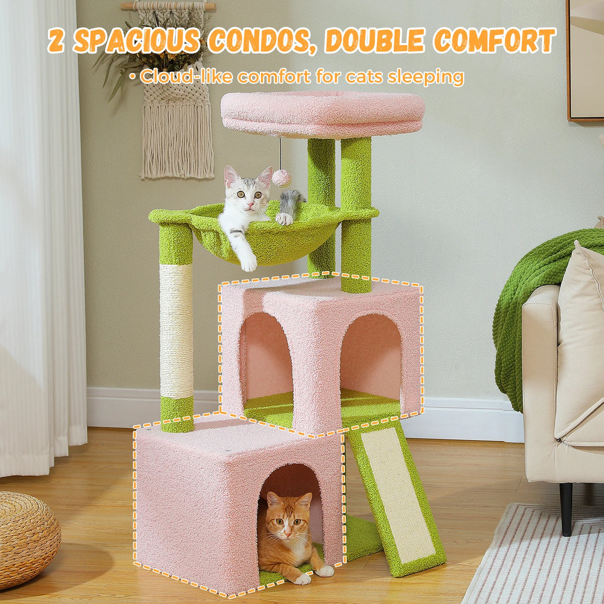 PAWZ Road Multi-Level Cat Tree With Condos And Sisal Scratching
