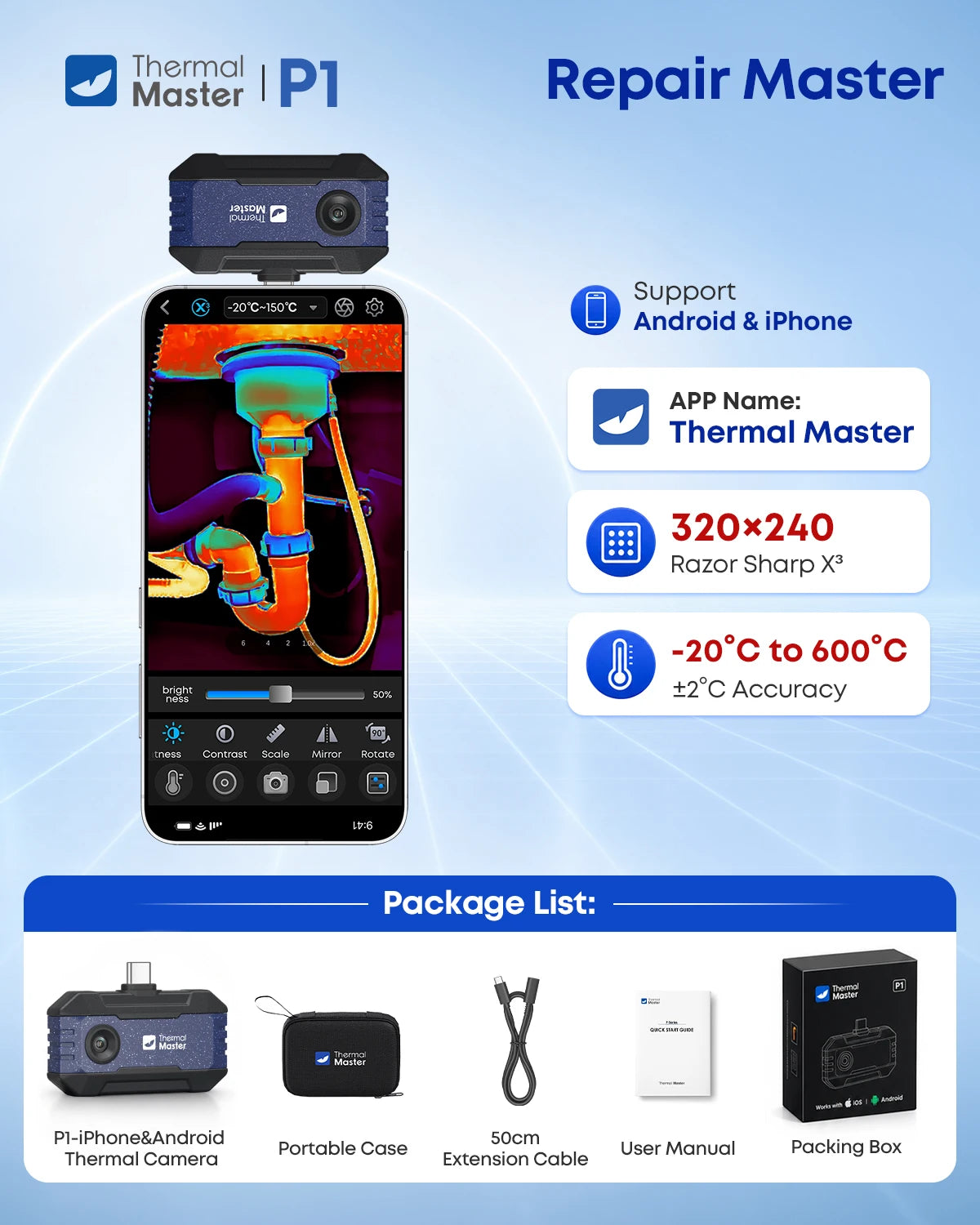 Thermal Master P1 Smartphone Thermal Imaging Camera for Inspections