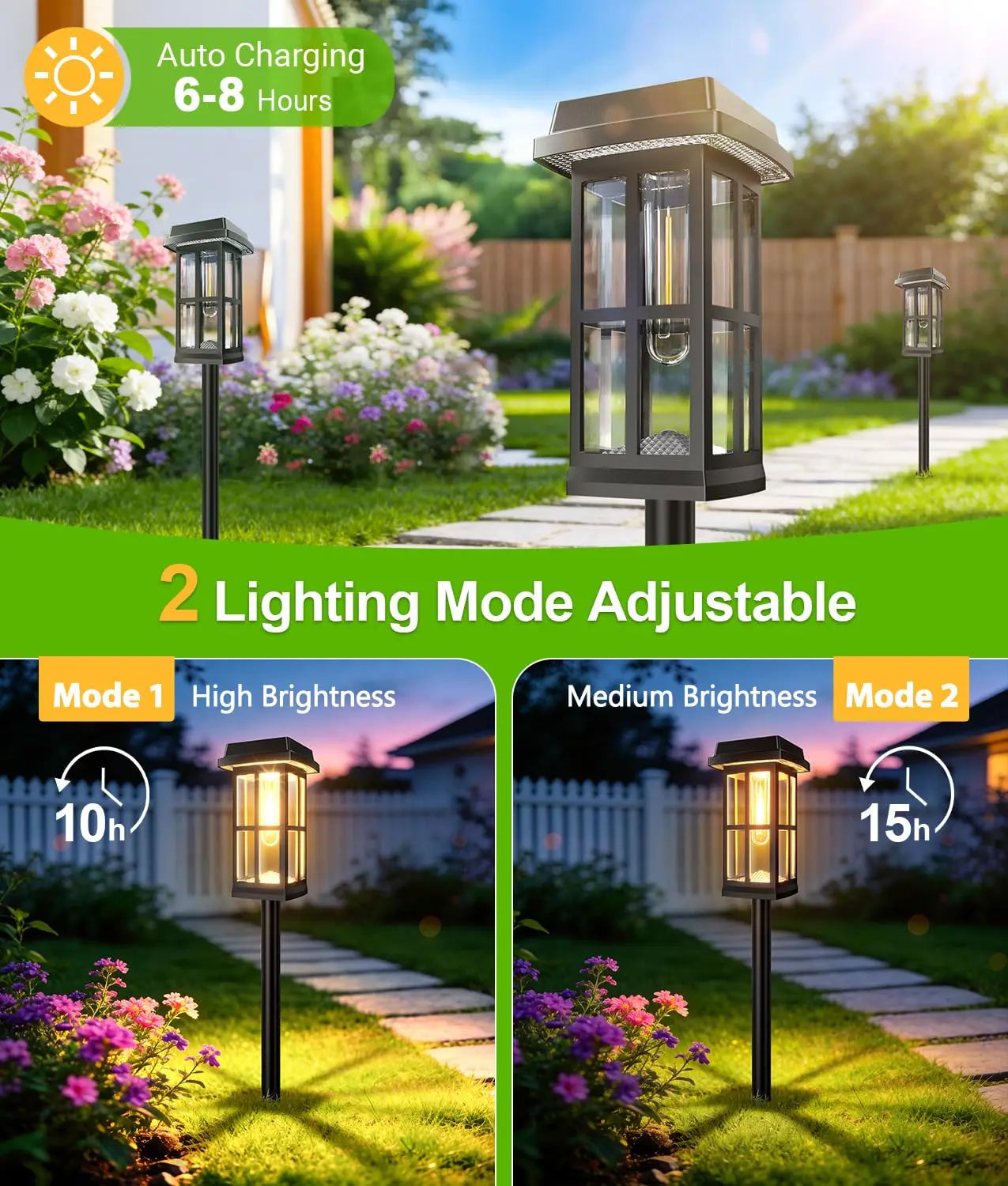 Solar LED Pathway Lights Waterproof Outdoor Garden Lamps