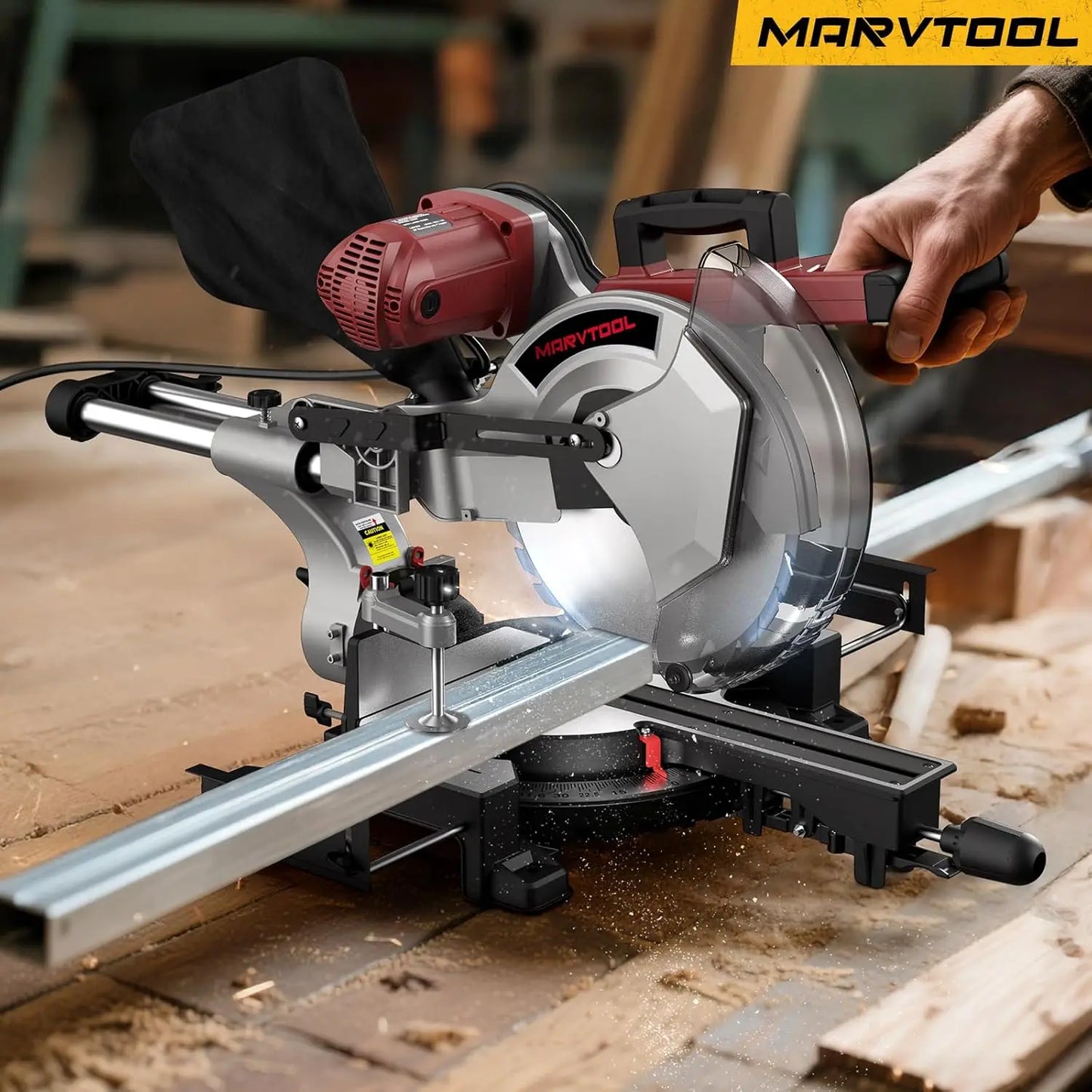 Marvtool Sliding Compound Miter Saw Dual-Bevel Cutting Machine