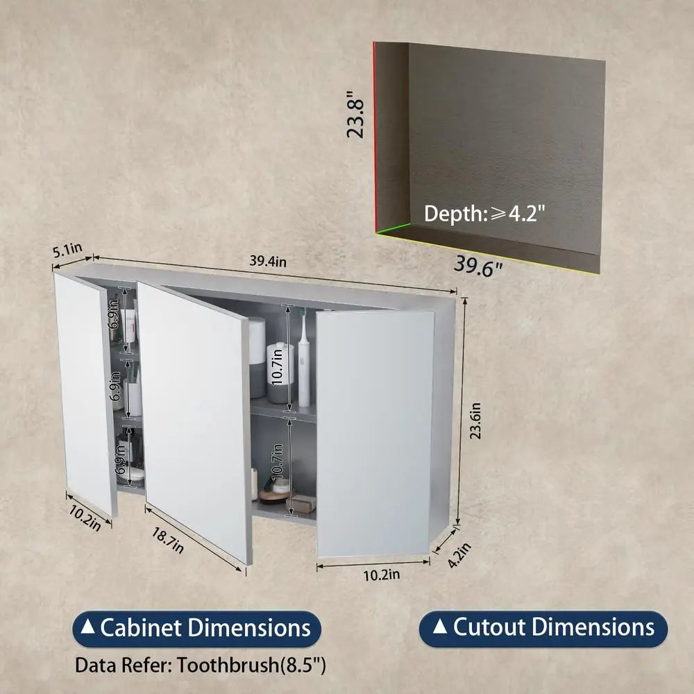 Bathroom Medicine Cabinet Mirror With Storage Recessed Or Surface Mount