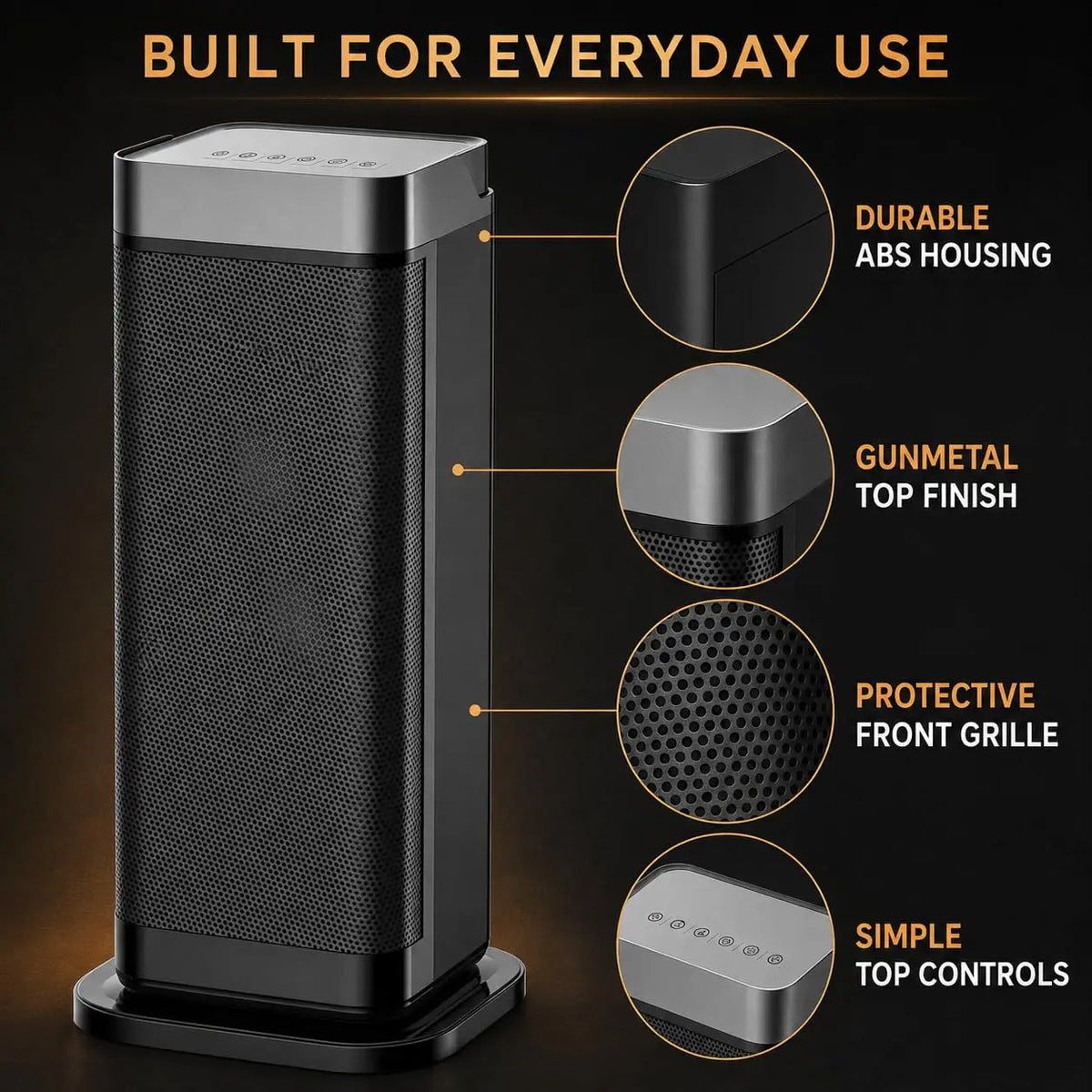 ANIXOL Portable Ceramic Space Heater with Remote Control and Oscillation
