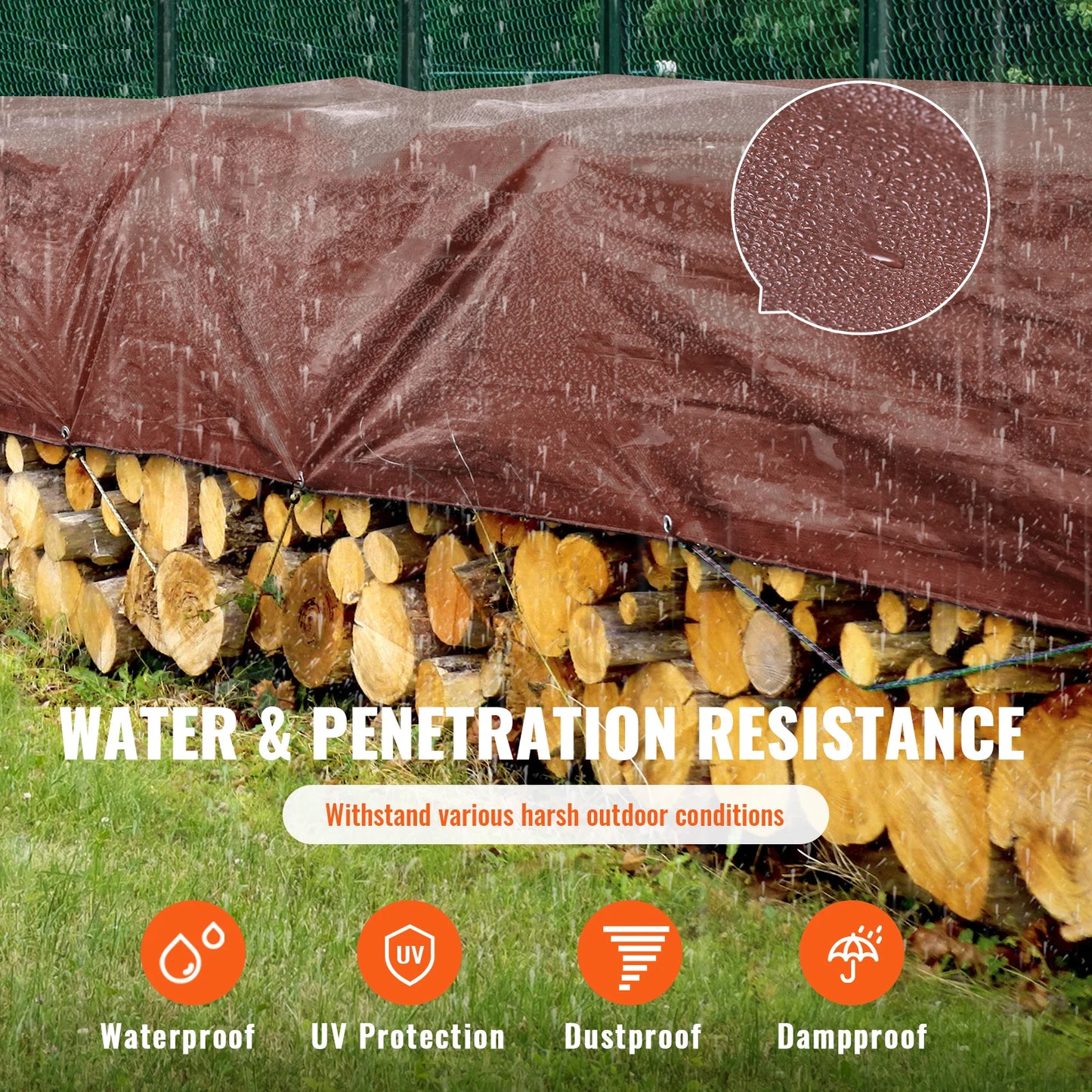 SucceBuy Heavy Duty Waterproof Polyethylene Tarp With Grommets