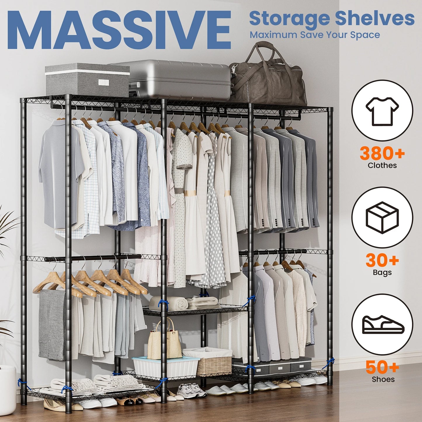 Freestanding Heavy-Duty Clothes Rack With 960 Lb Capacity