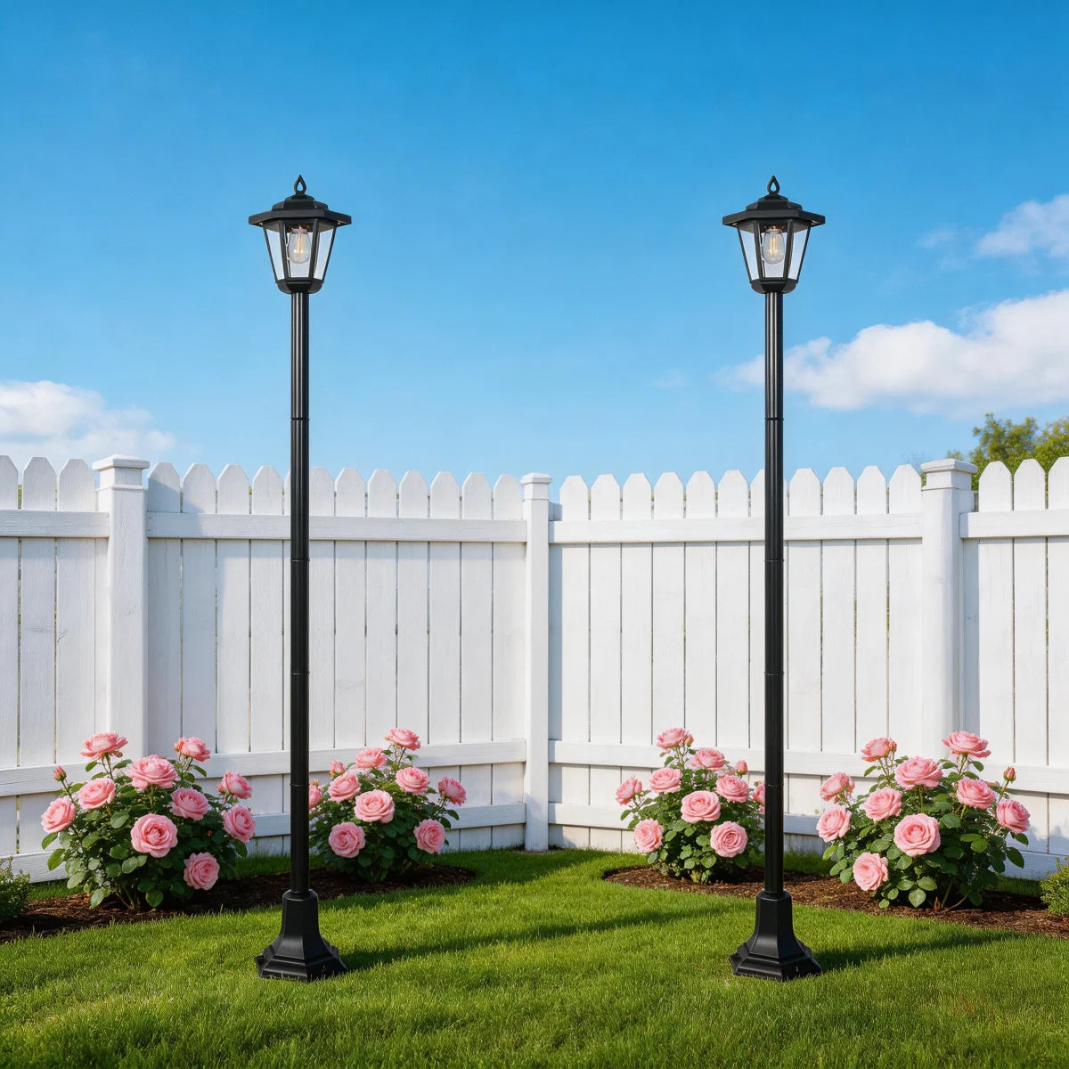 Outdoor Waterproof Solar Post Lights With Dusk To Dawn LED