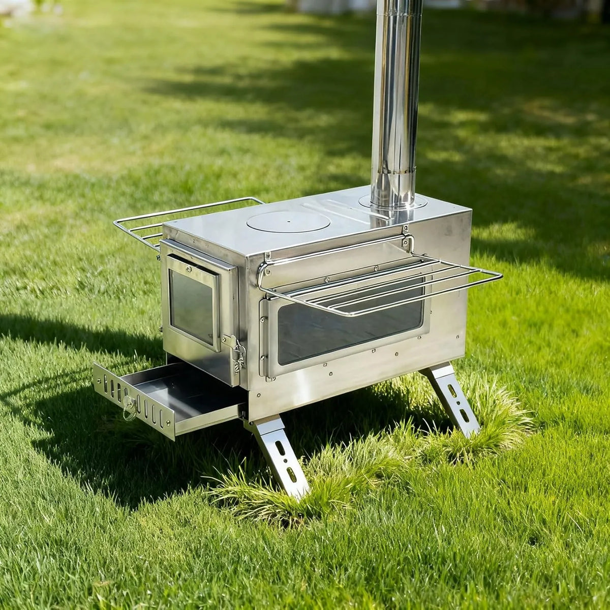 Portable Hot Tent Wood Burning Stove With Chimney Pipe Set