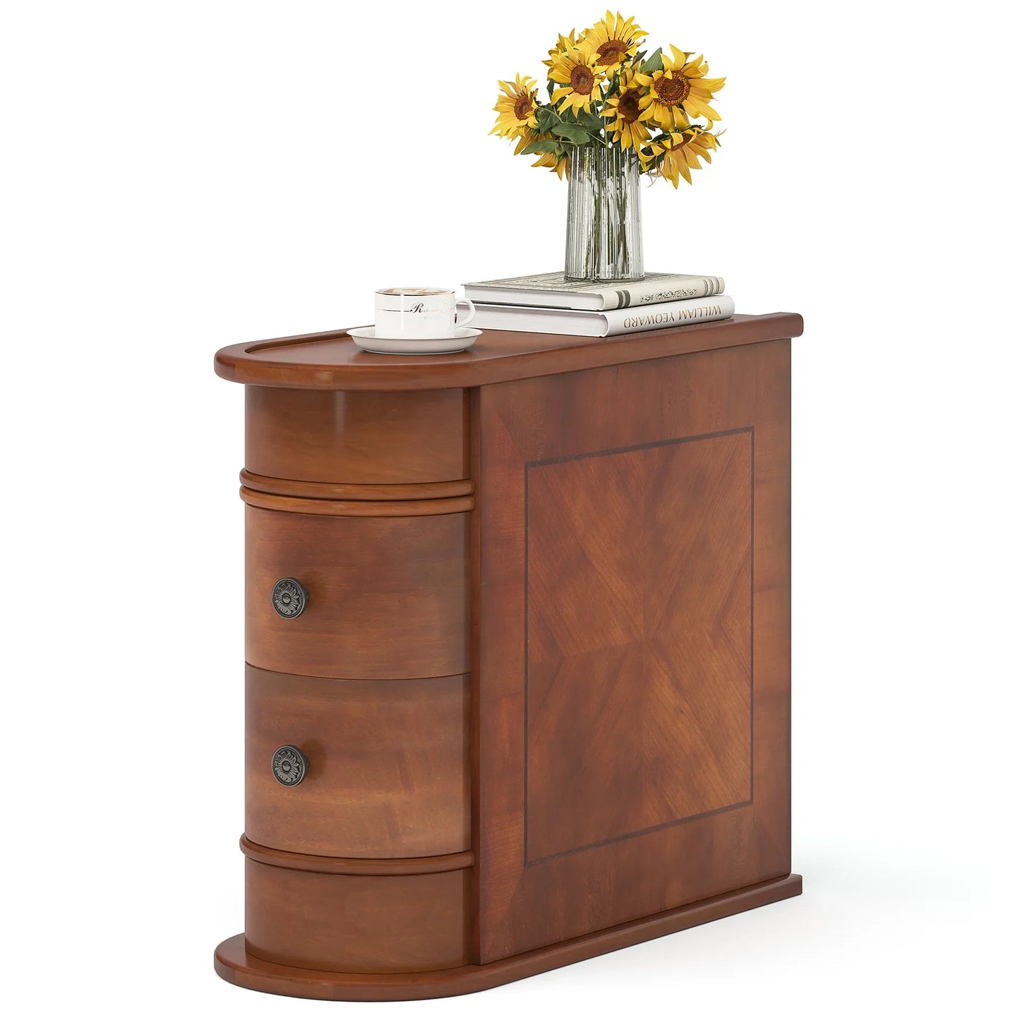 Tribesigns Modern Solid Wood Side Table With Storage Drawer