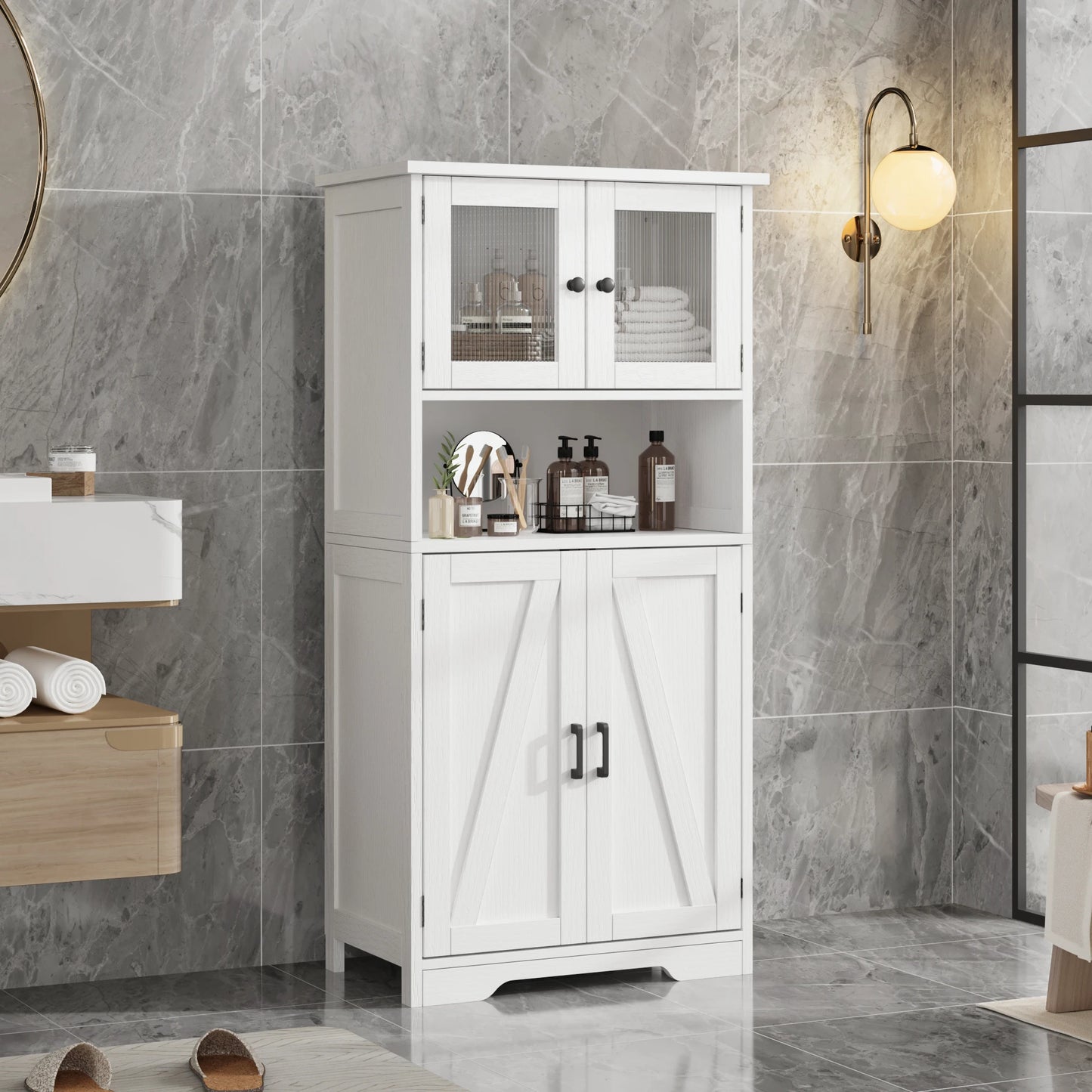 HobbyLane Free Standing Kitchen Pantry Cabinet With 4 Doors