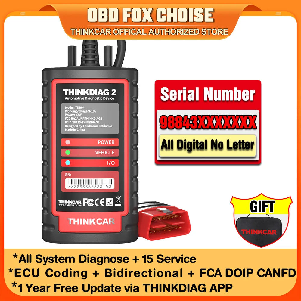 ThinkCar ThinkDiag 2 Auto Diagnostic Tool ECU Coding OBD2 Scanner
