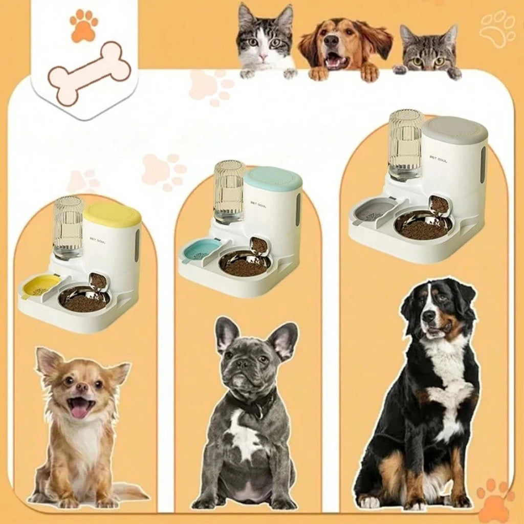 Automatic Cat Feeder And Water Dispenser With Dual Pet Bowl