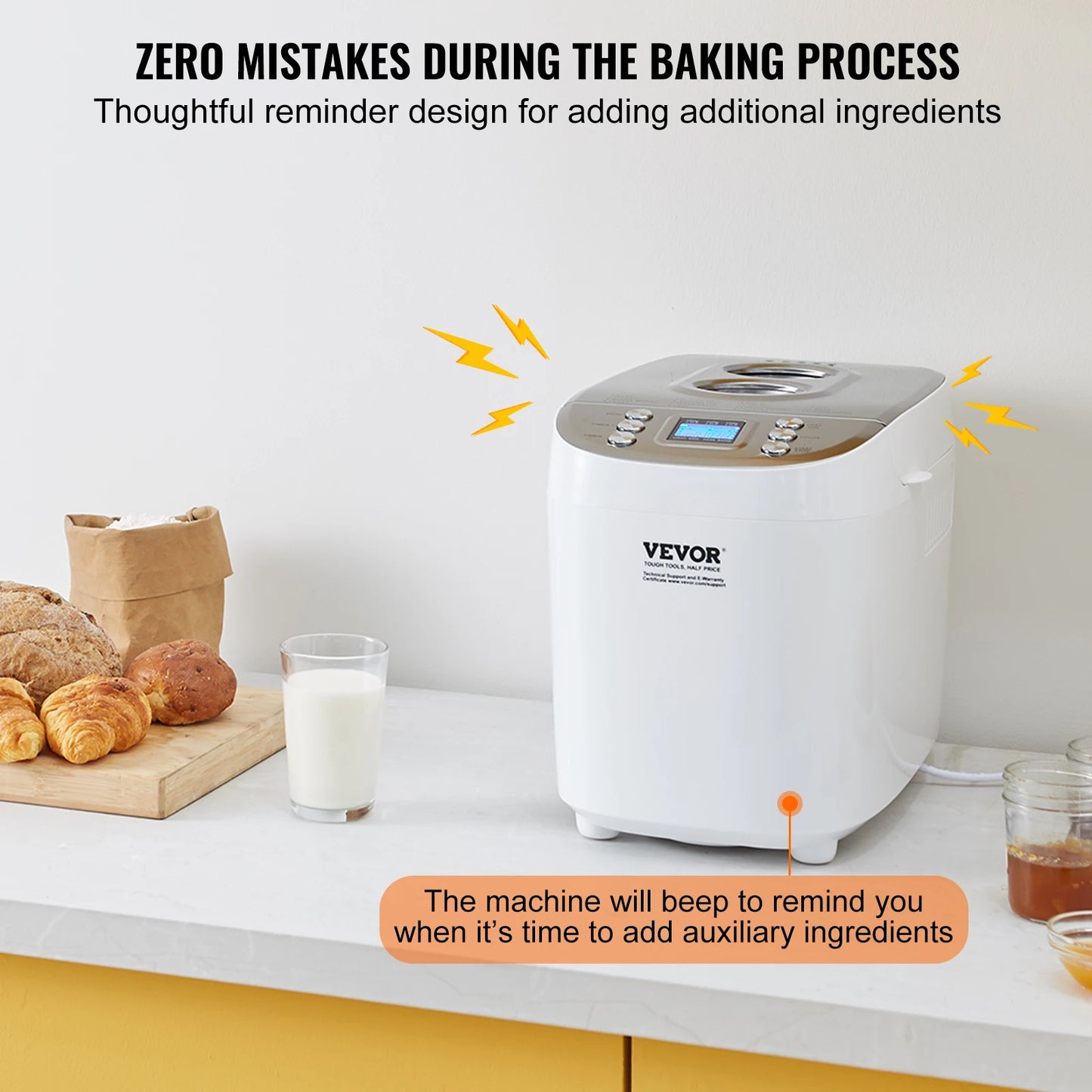 SucceBuy Automatic Bread Maker With Nonstick Ceramic Pan