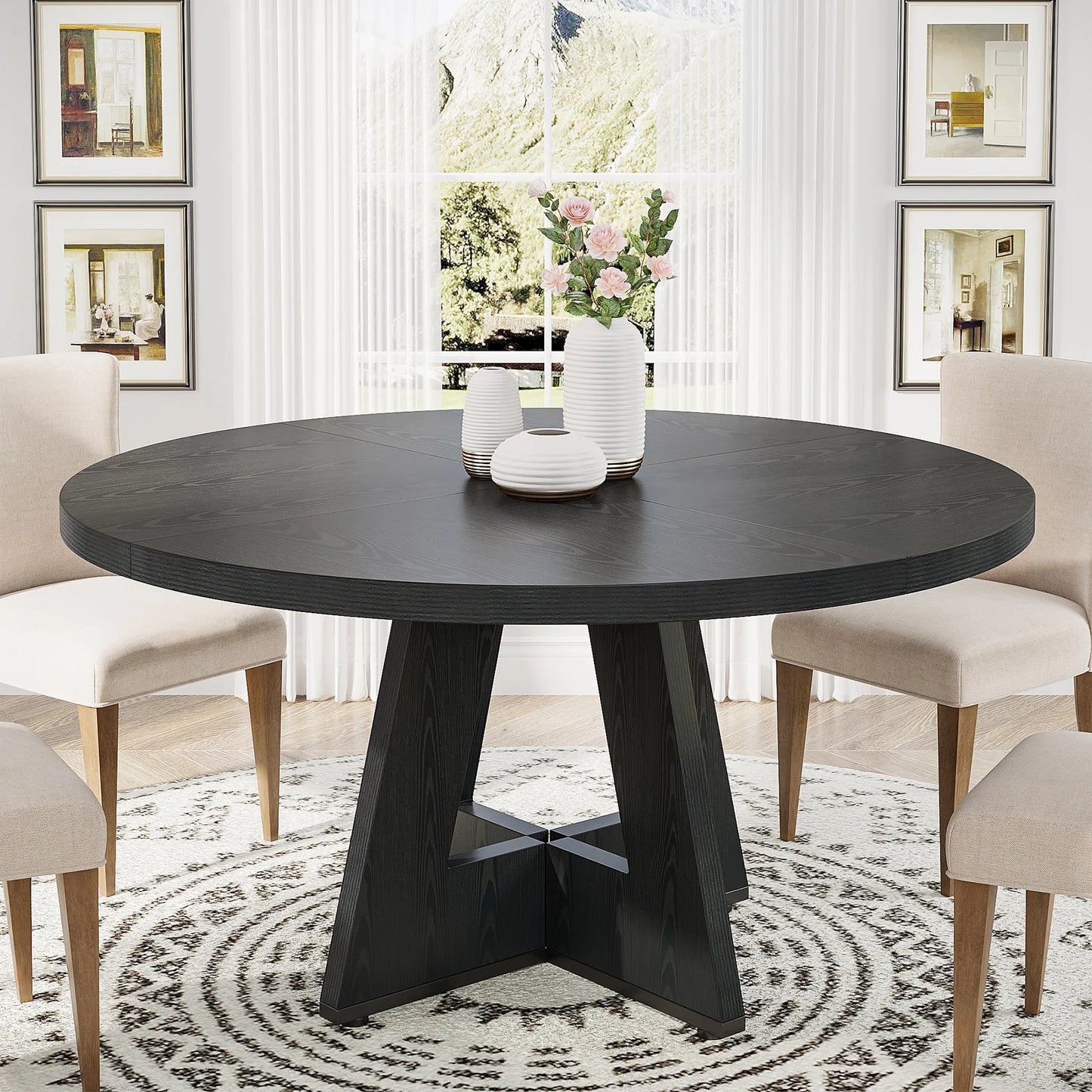 Tribesigns Round Farmhouse Kitchen Table For Modern Dining Rooms