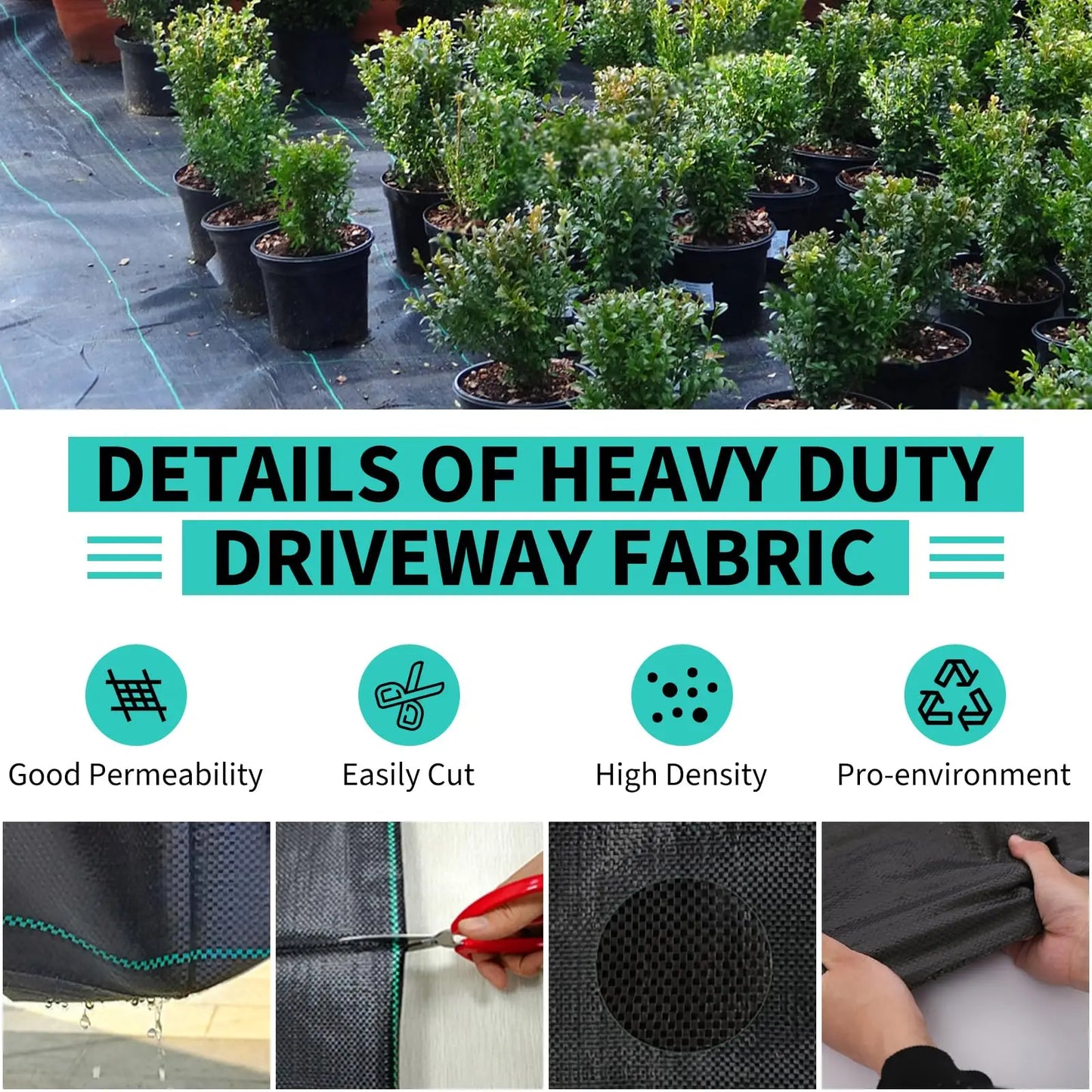 HiMISS Heavy Duty Weed Barrier Landscape Fabric For Outdoor Use