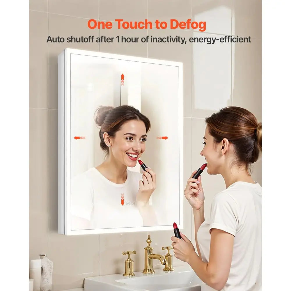 Lighted Bathroom Medicine Cabinet With Three Color Dimmable LED