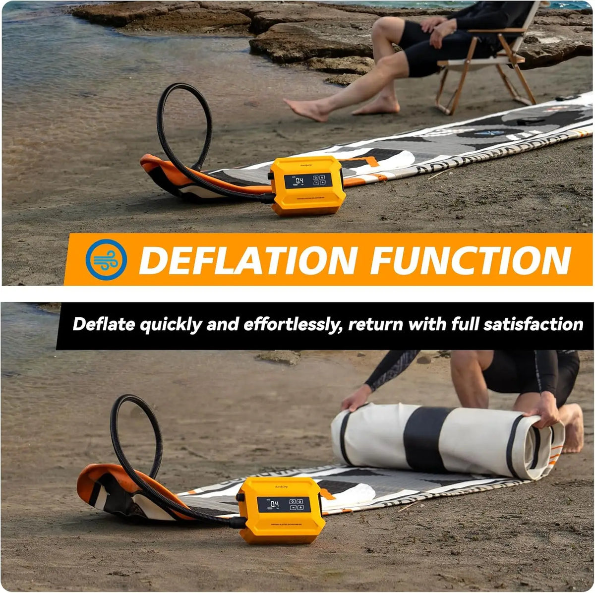 SHXI Electric Paddle Board Pump With Dual Stage Inflation and Deflation