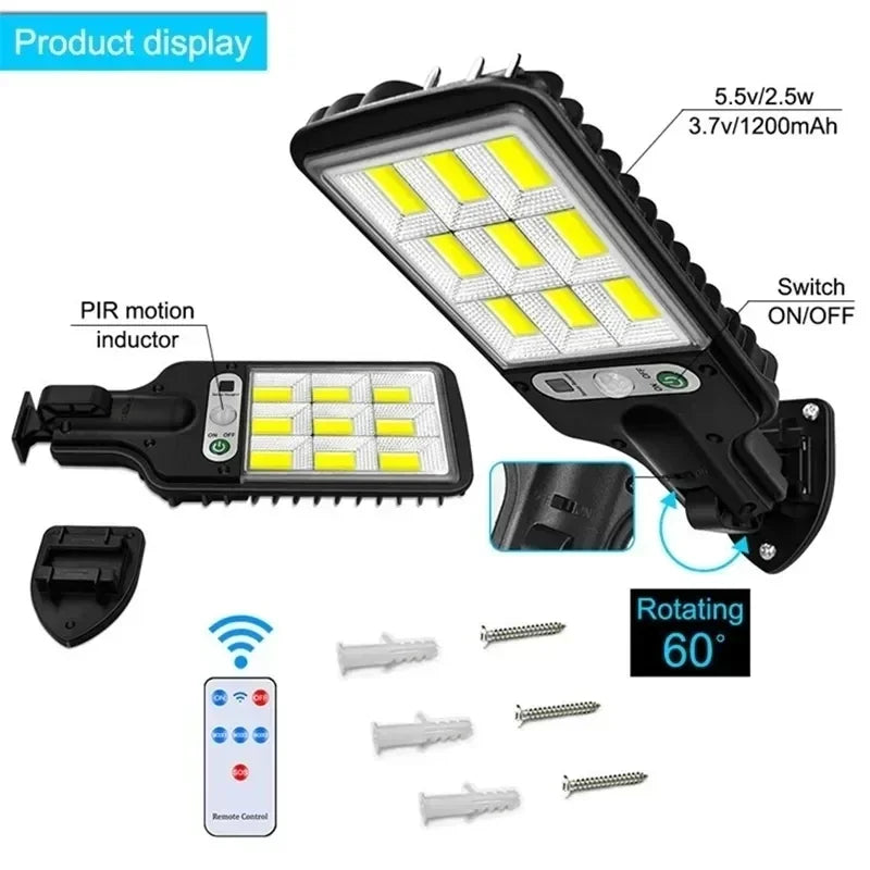 Solar Led Wall Lamp Motion Sensor Remote Control Outdoor