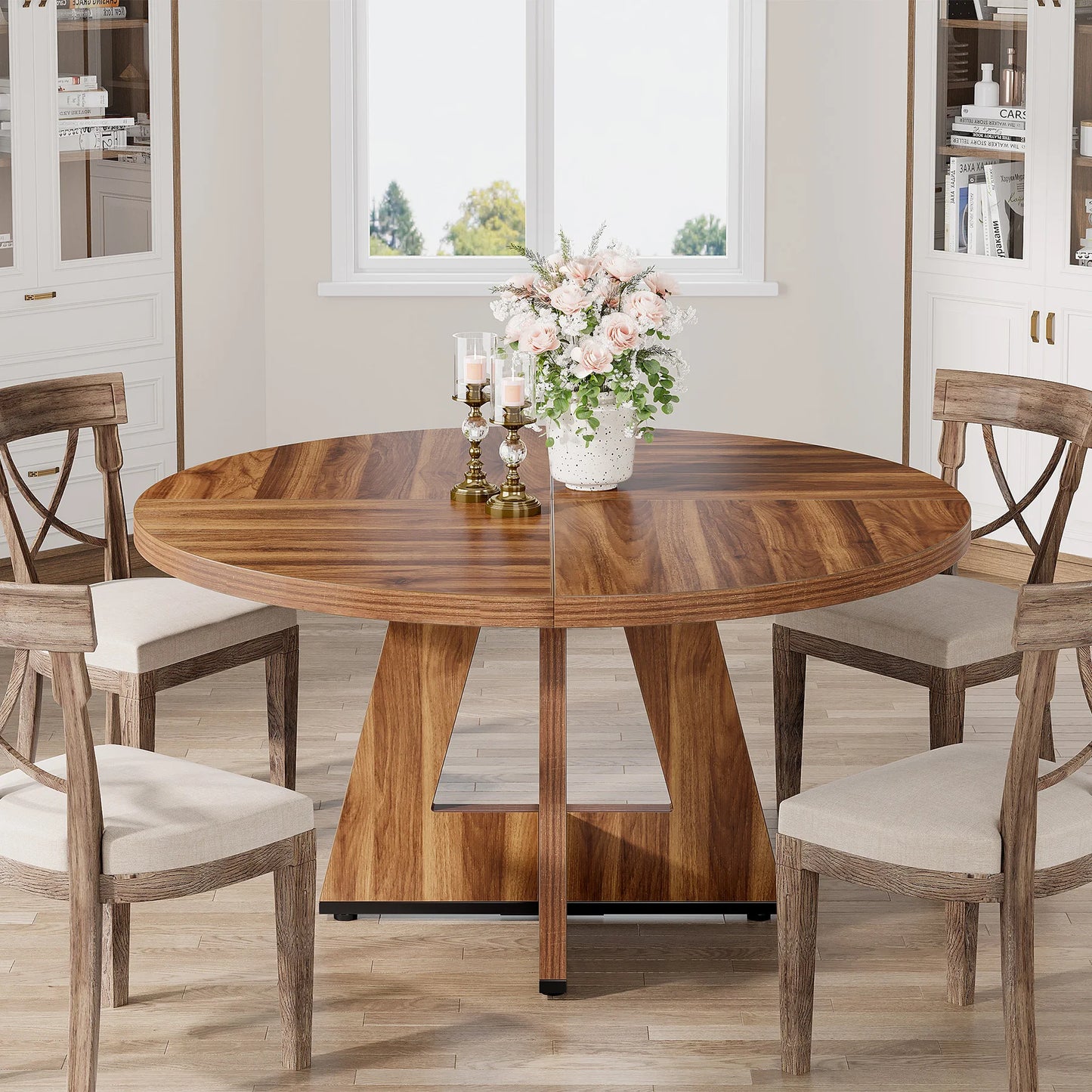 Tribesigns Round Farmhouse Kitchen Table For Modern Dining Rooms