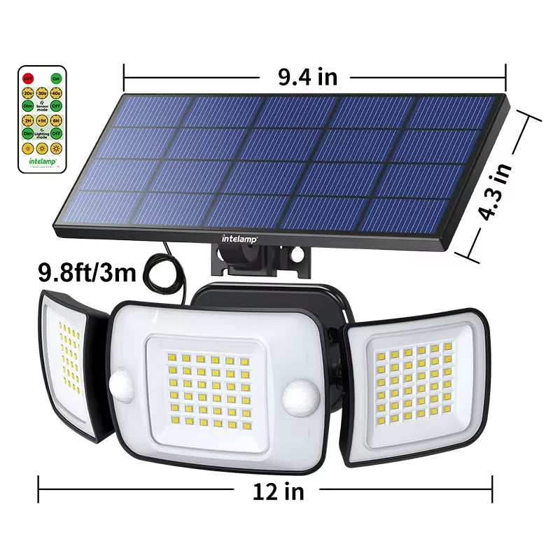 Intelamp Outdoor Solar LED Spotlight With Dual Motion Sensors