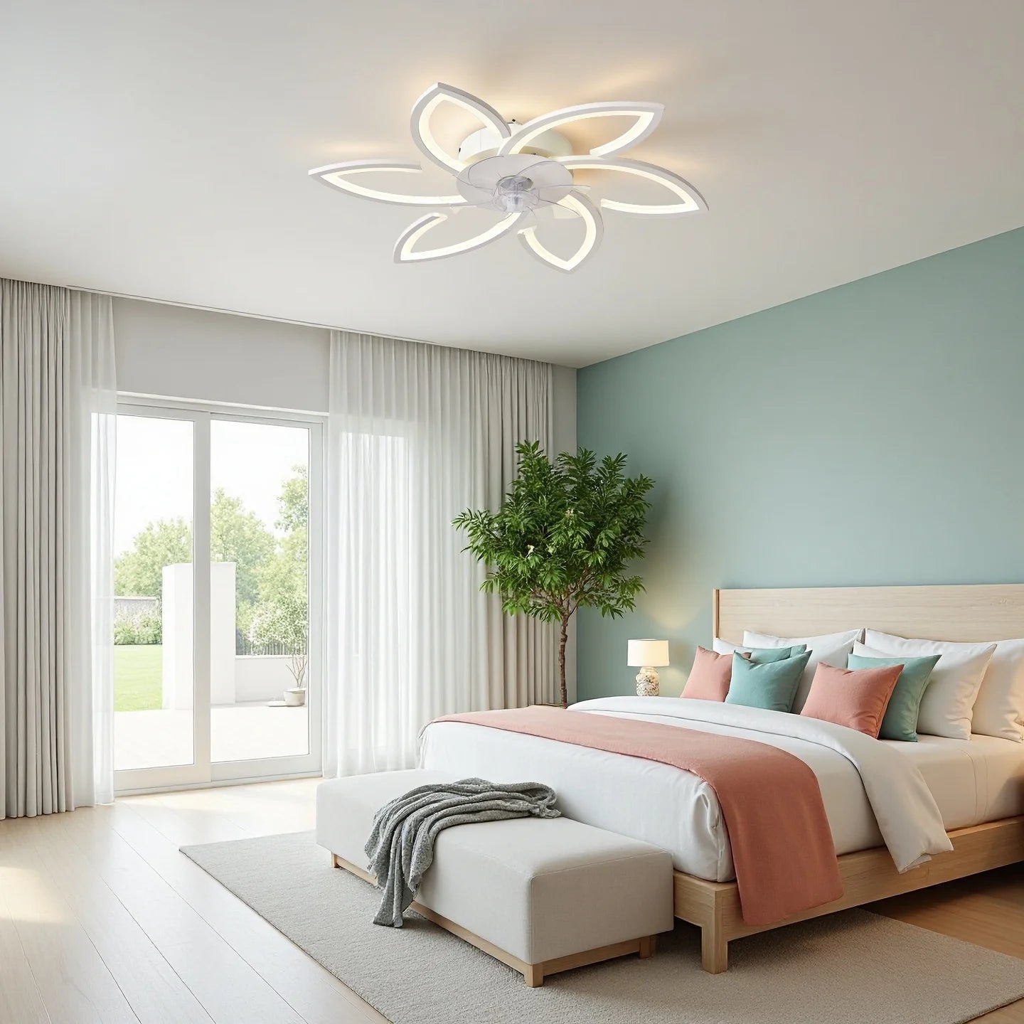Petal Ceiling Fan Light With Remote Control And Stepless Dimming