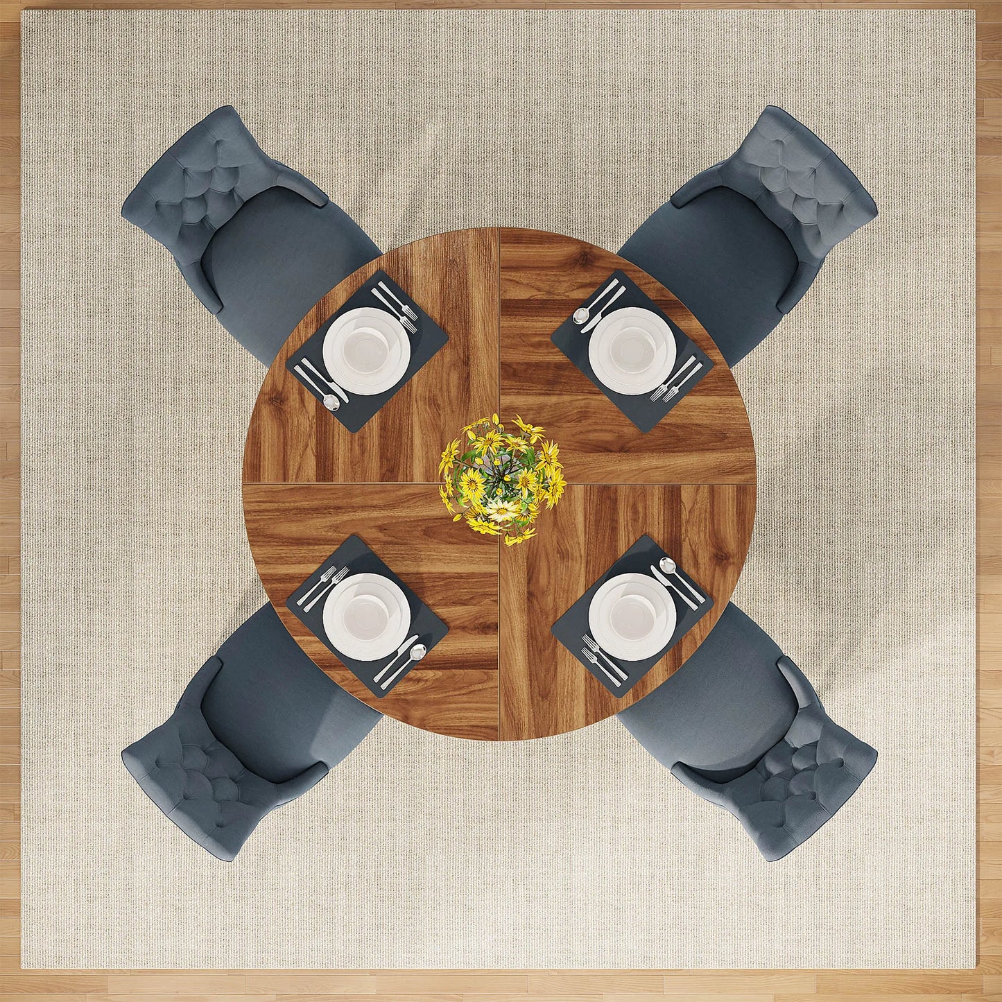 Tribesigns Round Farmhouse Kitchen Table For Modern Dining Rooms