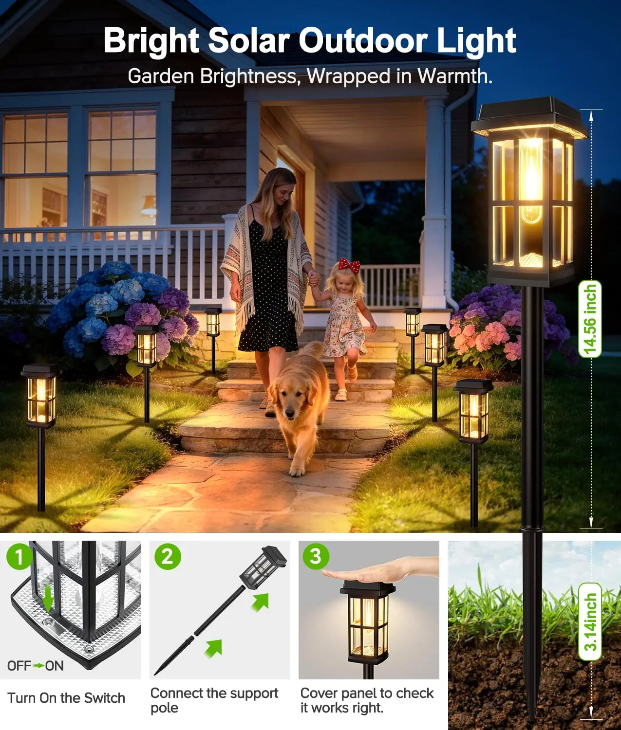 Solar LED Pathway Lights Waterproof Outdoor Garden Lamps