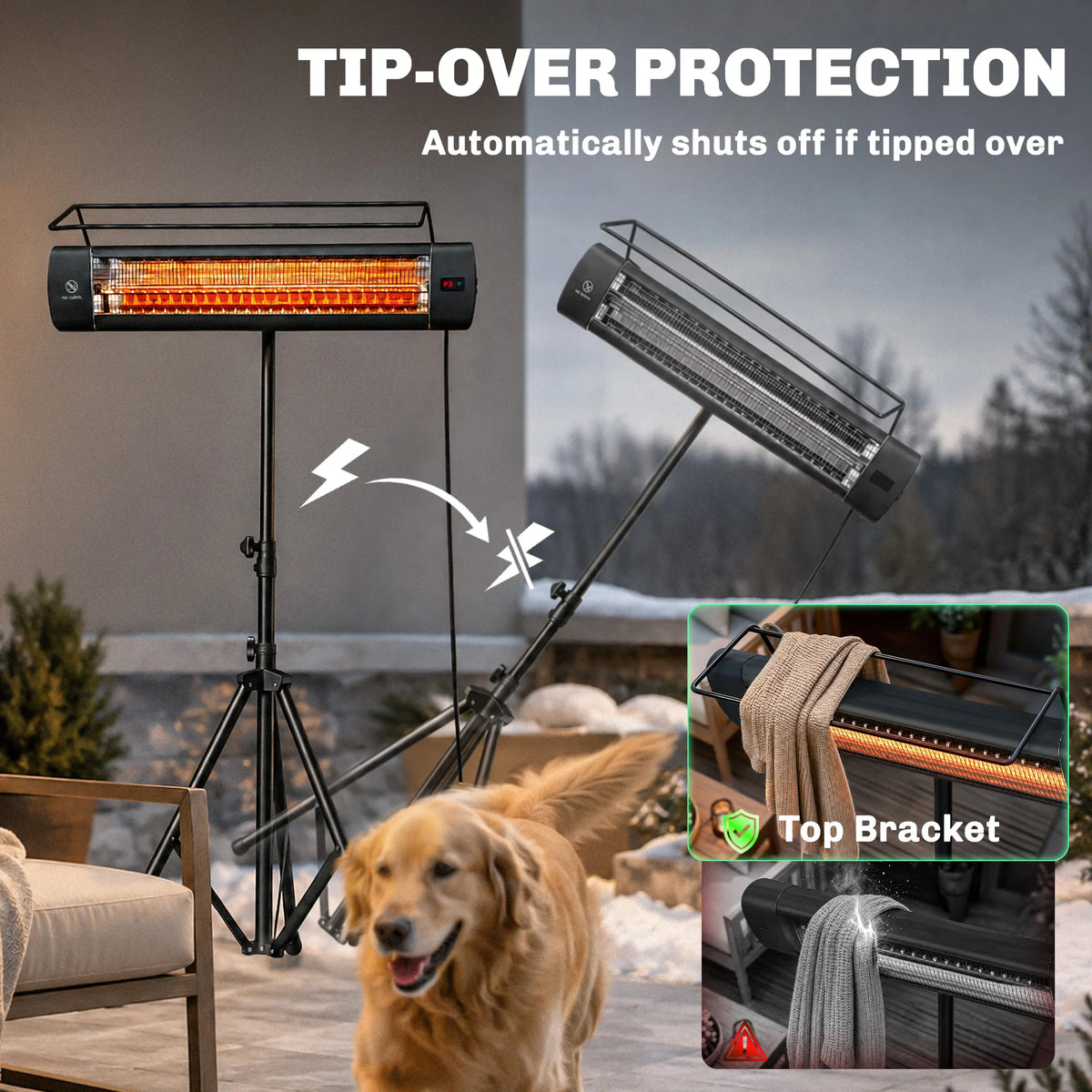 Outsunny Electric Outdoor Infrared Patio Heater With IP65 Weatherproofing