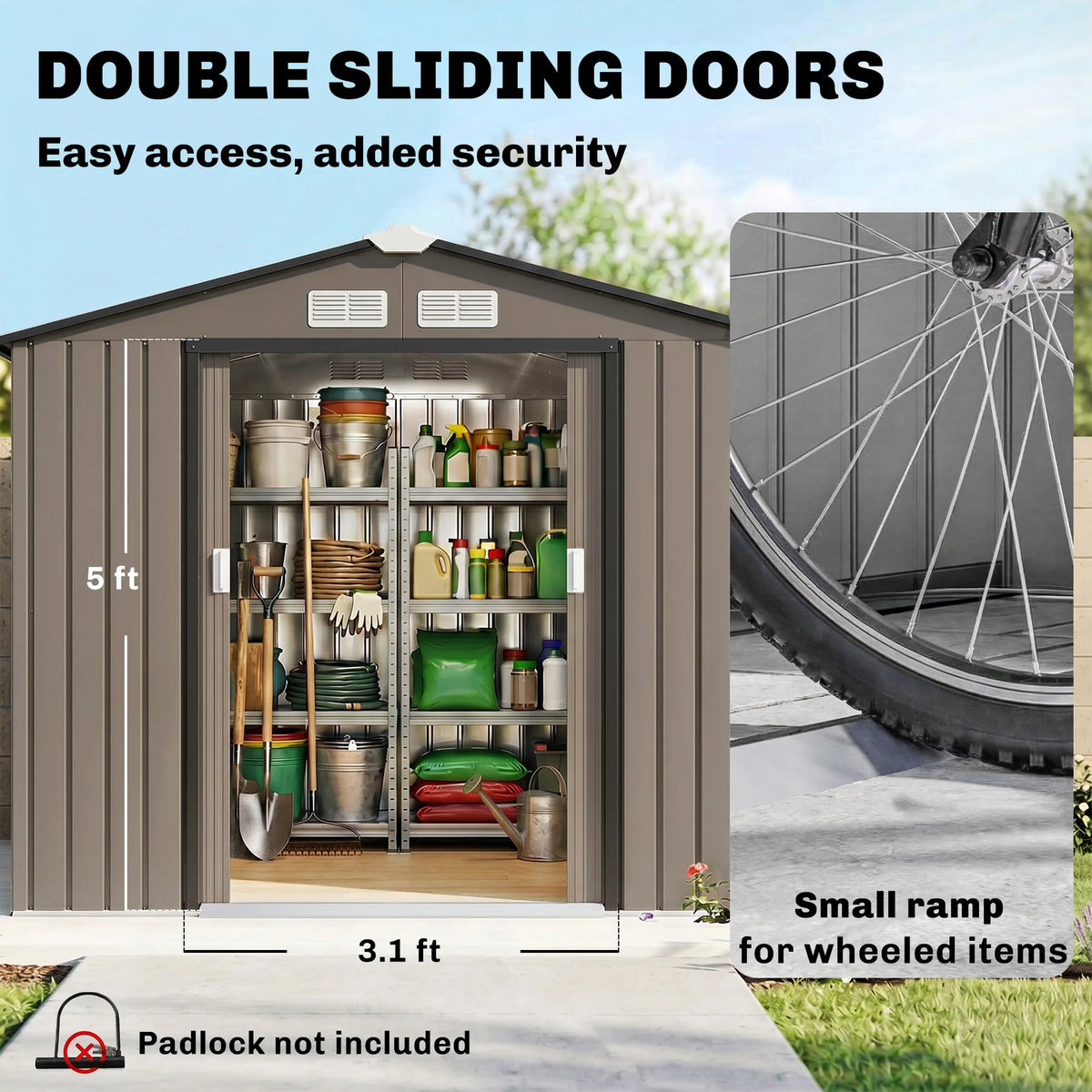 Outsunny Metal Garden Storage Shed With Locking Door And Ventilation