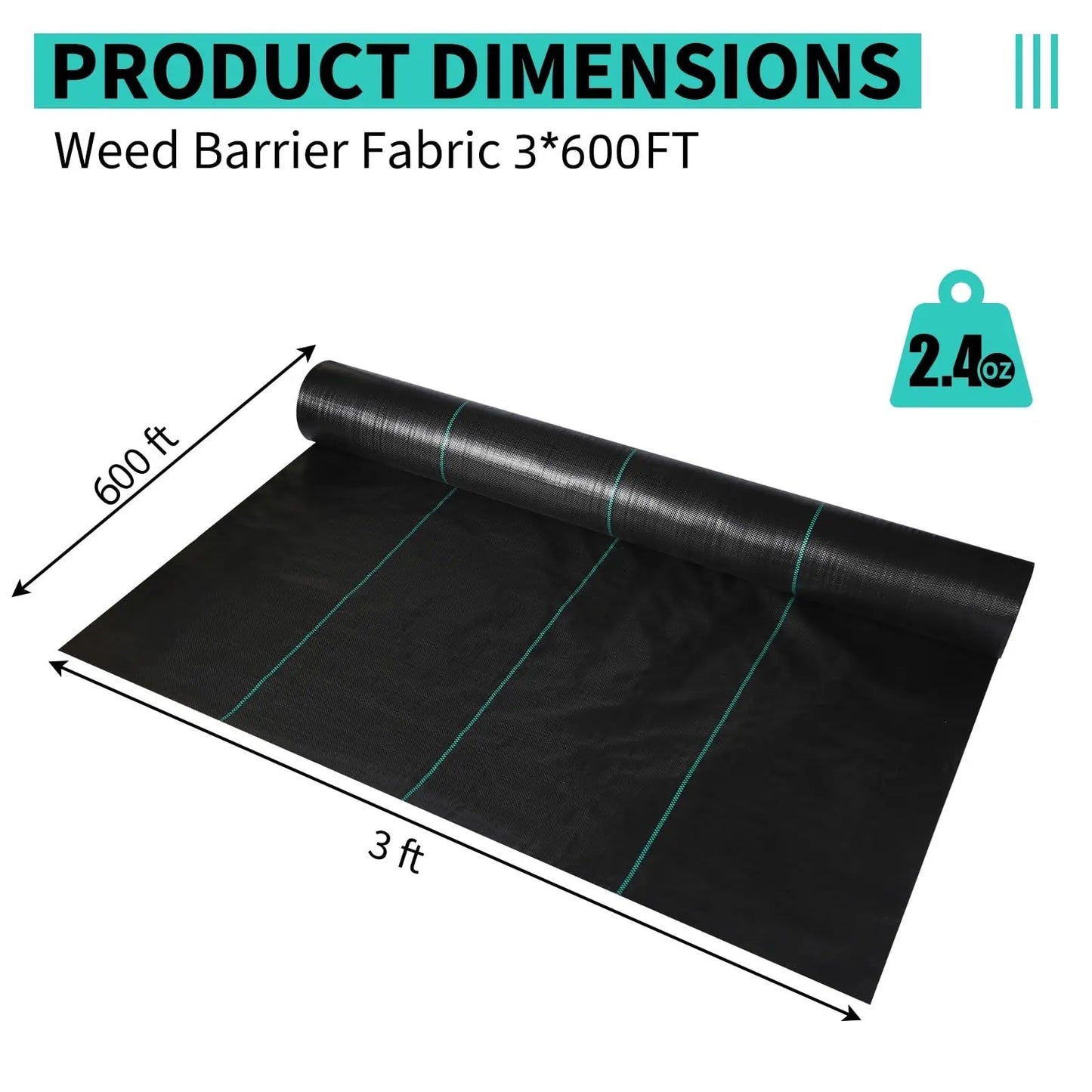 HiMISS Heavy Duty Weed Barrier Landscape Fabric For Outdoor Use