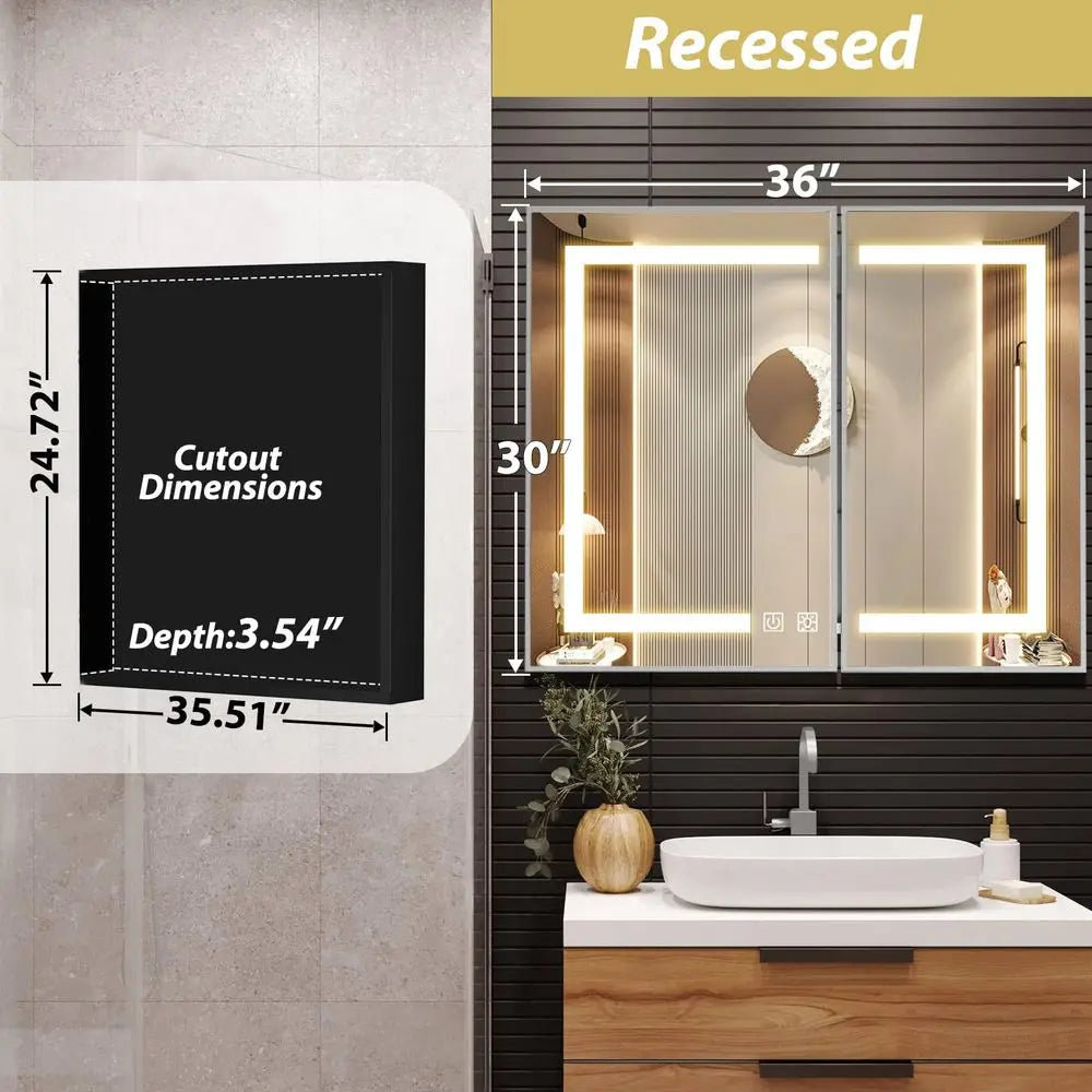 Backlit Bathroom Medicine Cabinet With Mirror And LED Lighting