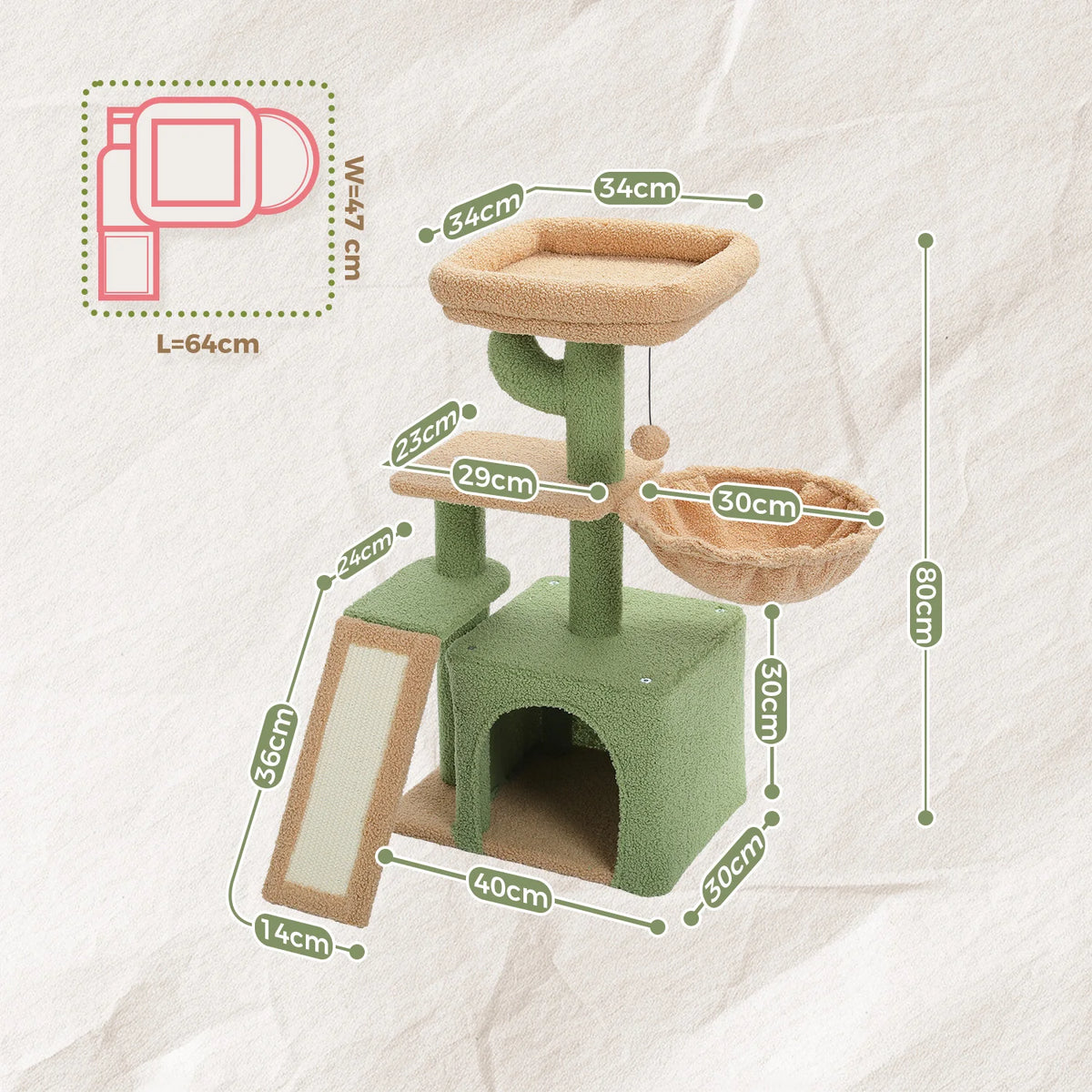 PAWZ Road Indoor Cat Tree Tower with Scratching Posts and Hammock