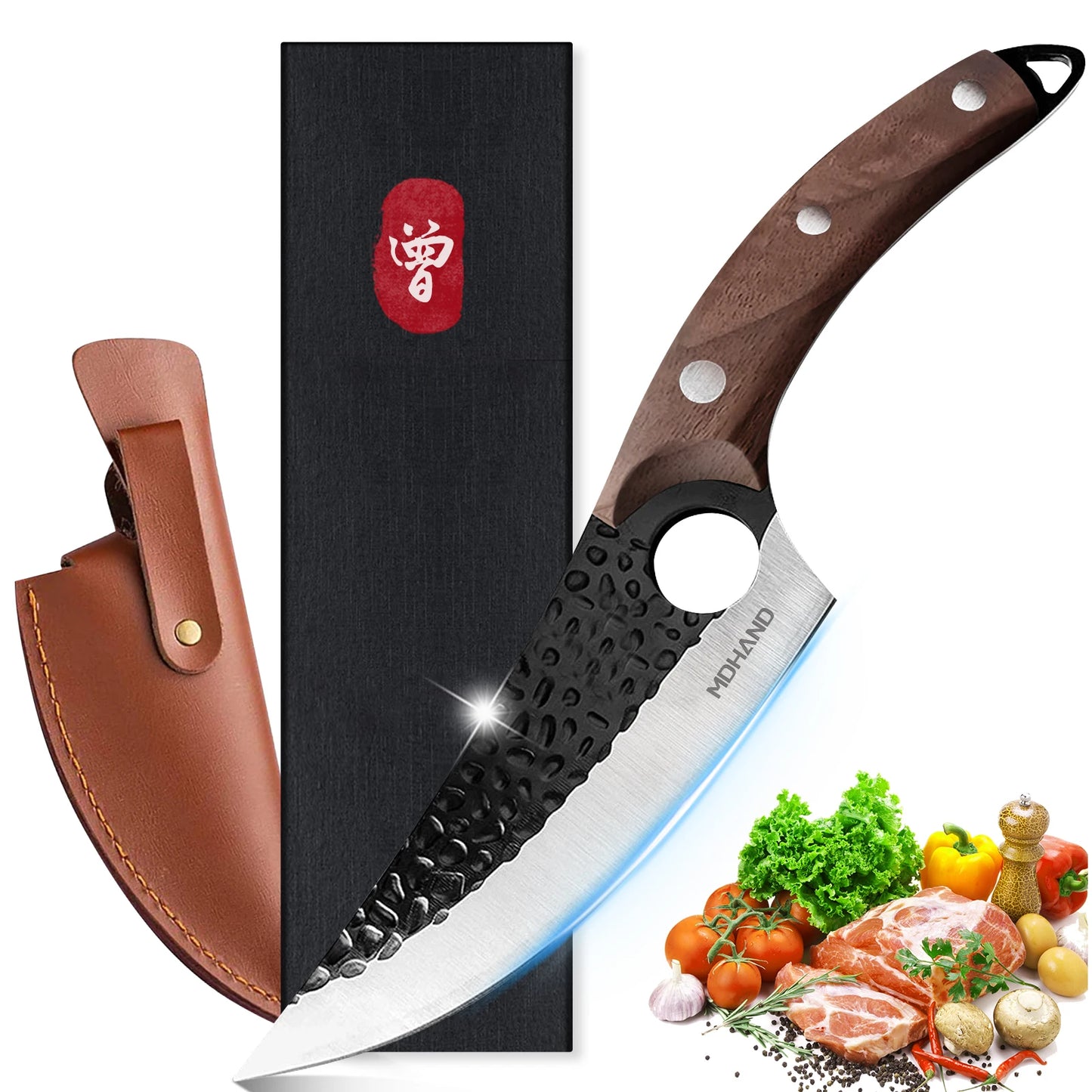 Zeng Stainless Steel Hand Forged Cleaver Chef Cutting Knife